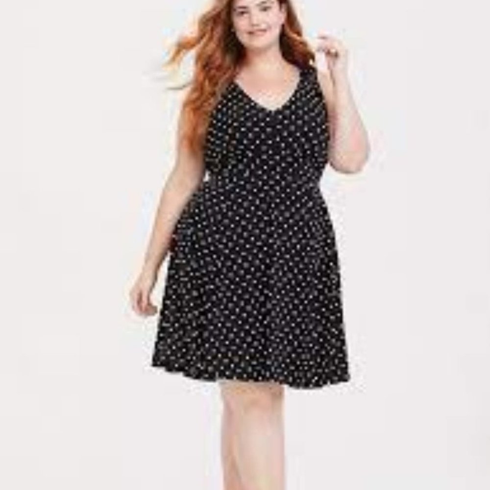 Black & White Polka Dot Studio Knit Skater Dress